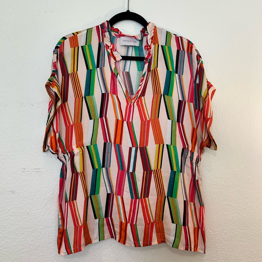 Multicolor Geometric Pattern Blouse